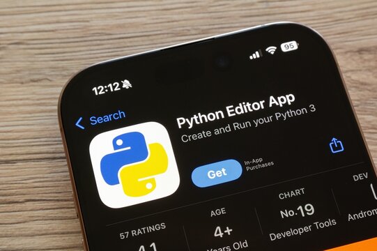 Apple app store with Python Editor App mobile application to program