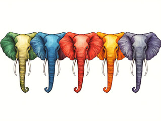 Rainbow Elephant Heads Row.