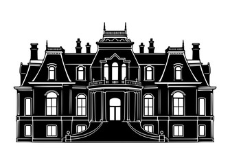Black & White Chateau Silhouette
