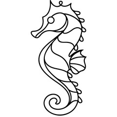 Obraz premium Seahorse illustration, black and white, marine life design for websites