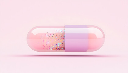 Pink Glitter Capsule with Soft Background.
