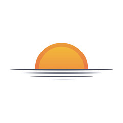 Simple sunset over calm ocean minimalist design