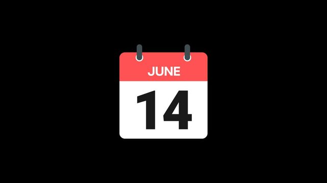 14 june day calendar animation without background