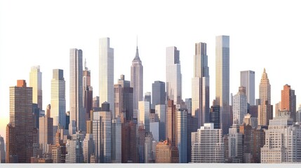 Obraz premium A city skyline with numerous tall buildings.