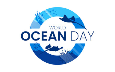World oceans' day background, celebrated every year on June 8th. Poster Design ocean's day. Save ocean. Ocean life vector