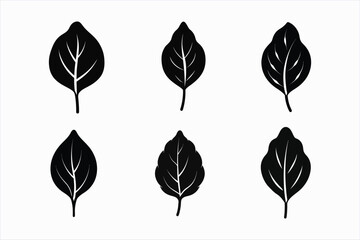 set of spinach leaf silhouette vector illustration