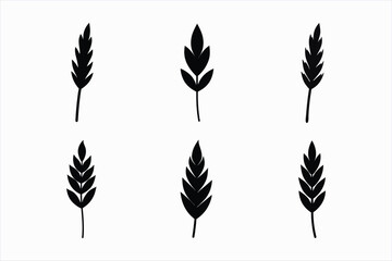set of lavender leaf silhouette vector illustration