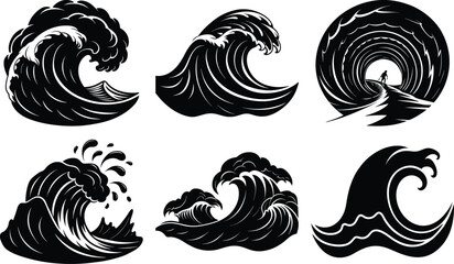 Waves Design Collection Isolated on White Background
