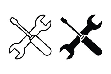 Wrench and screwdriver silhouette icon