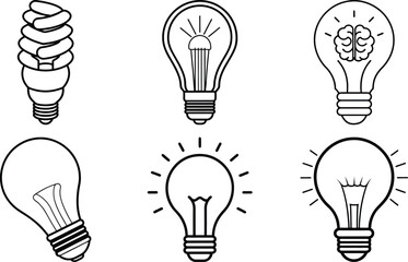 Collection vector light bulb icon