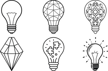 light bulb icon line art white backgeround