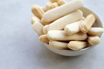 Sponge finger cookies, Italian savoiardi biscuit snack