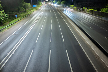 Empty four lane motorway at night