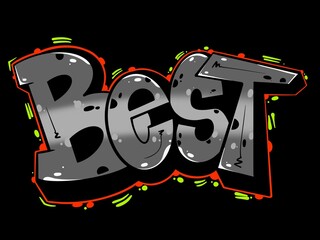 best illustration, digital word best with unique simple graffiti pattern and elegant color