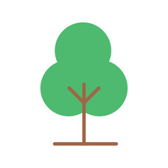 Minimal Flat Design Tree Illustration Featuring Three Overlapping Green Circles and a Straight Brown Stem