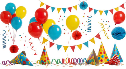 party decorotions with white background