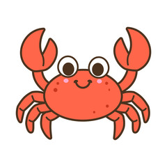 Cute crab adorable sea animal vector Illustration isolated on white background

