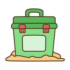 Cooler box – summer picnic and beach ice chest vector illustration isolated on white background

