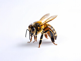 Macro photograph of a bee with AI-generated digital backgrounds, vibrant and dynamic composition