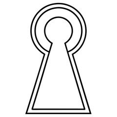 Keyhole black line art icon on white background.