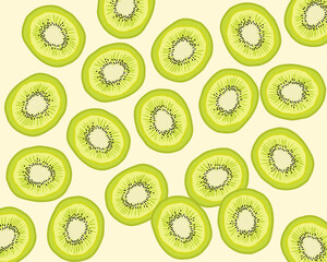 Seamless green kiwi with white flower vector illustration for wallpaper background. Hand draw for printable or wrapping