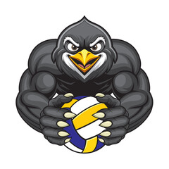 volleyball mascot penguin vector illustration design