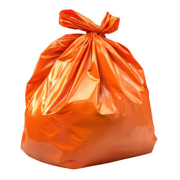Orange trash bag garbage sack image