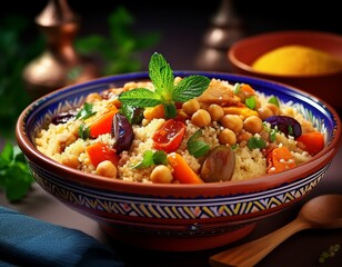 Marokkanische Bowl mit Couscous und Gemüse