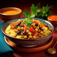 Marokkanische Bowl mit Couscous und Gemüse