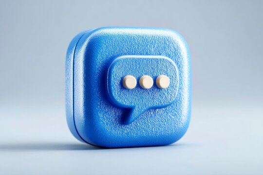 Blue Chat Bubble Icon with Dots 3D Rendered Communication Symbol Modern Messaging Design Dig