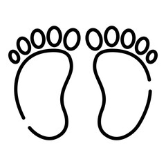 Baby footprints black line icon