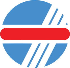 Blue and Red Circle Vector, Modern Abstract Striped Logo, Creative Geometric Design Art