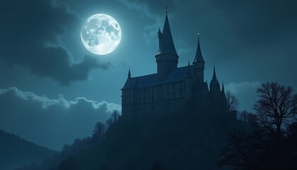 Castle Under Moonlit Sky