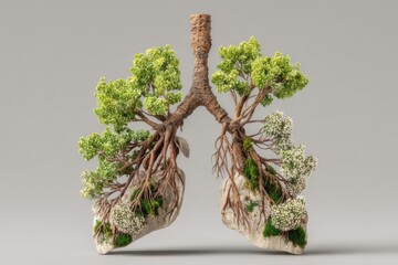 Lungs Shaped Like Trees with Moss and Roots