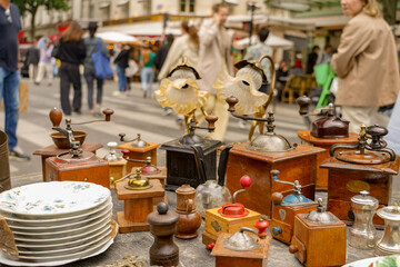 vintage objects on sale at the flea market in Paris