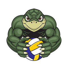 volleyball mascot turtle vector illustration design