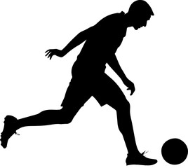 Silhouette of Soccer Player Kicking Ball, Vector Sports Illustration