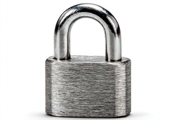 Fototapeta premium Secure Metal Padlock Isolated on White Background Safety Security Protection Symbol