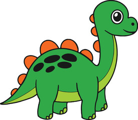 Cute Green Dinosaur Clipart – Cartoon Brontosaurus for Kids