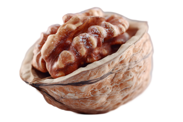 Closeup of a Walnut in its Shell Brown Nut Kernels Healthy Food Snack Texture