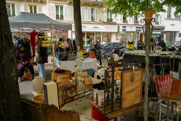 summer flea market in the Marais district in Paris , France