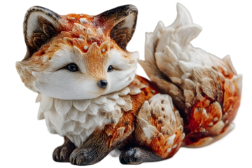 Cute fox figurine wildlife animal statue adorable fox sculpture red fox ornament home decor