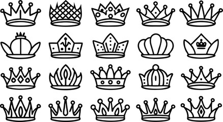 Collection of Elegant Crown Illustrations  Royal, Regal, and Majestic Designs