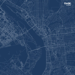 Zoomed-In Omsk Highway Blueprint Map