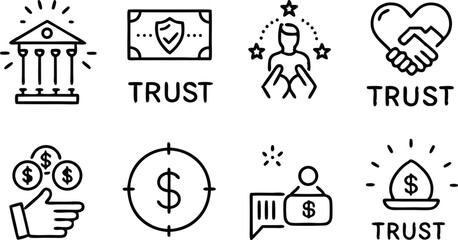 Building Trust Essential Icons for Financial Security and Reliability