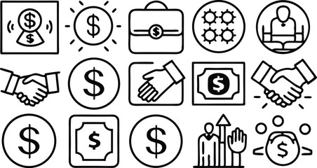Financial Icons  A Collection of  Business and Money Symbols for Design Projects
