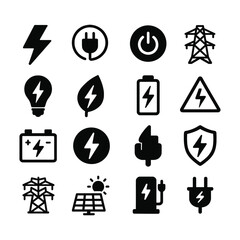 Electricity icons set. Power related icon. green energy icon. vector illustration on white background