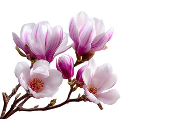 Pink Magnolia Flowers Branch &ndash; Transparent PNG Isolated Blossom Illustration
