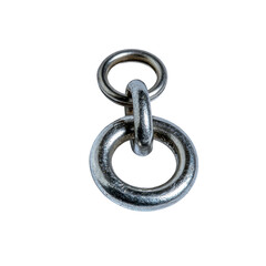 Obraz premium Close-up of Metallic Connector Link with Sleek Surface and Round Shape Against a White Background