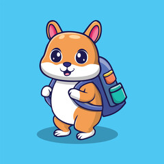 Adorable Hamster with Backpack Ready for Adventure Cute Cartoon Illustration